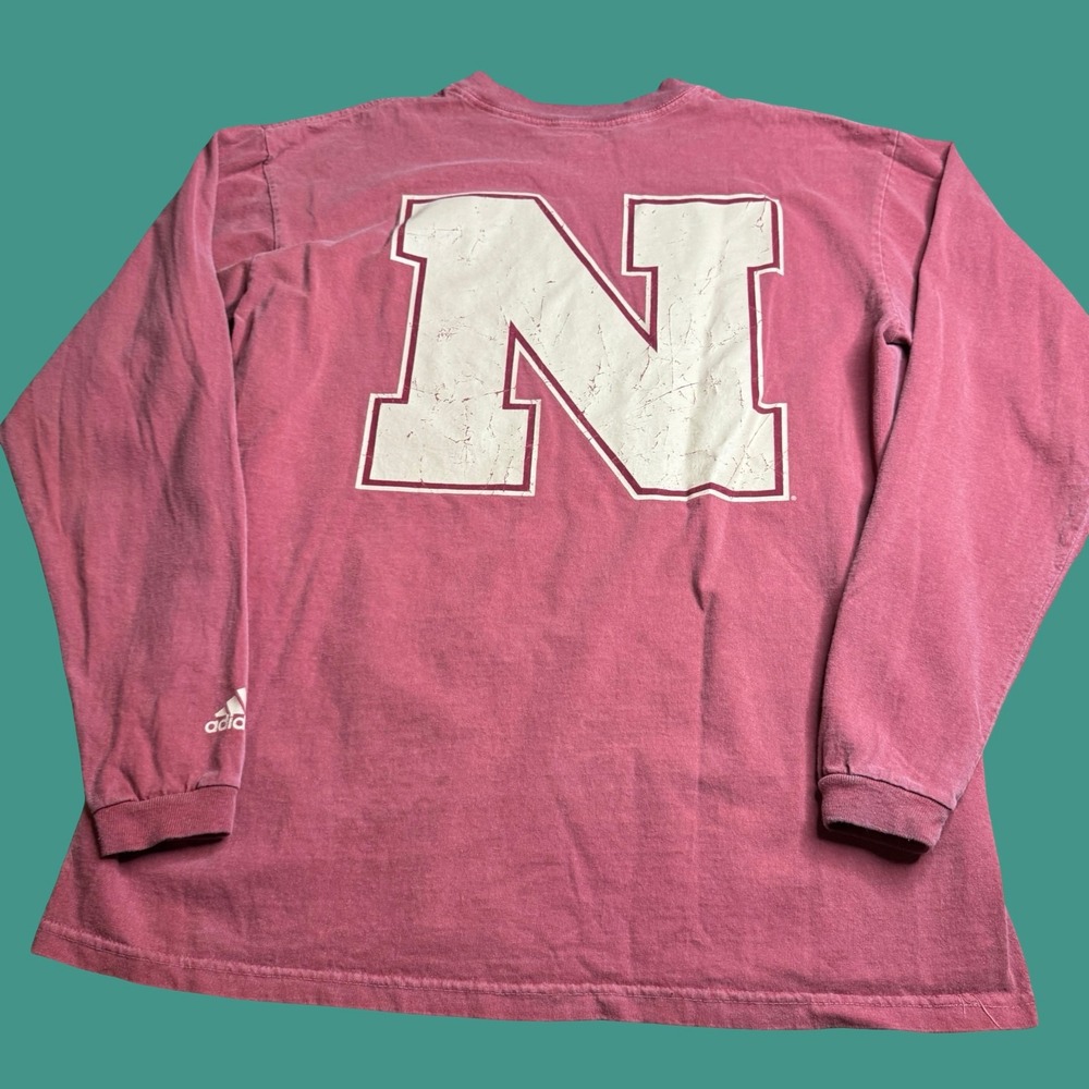 Adidas Nebraska Huskers Long Sleeve Crew Shirt Mens Large NCAA Football Red